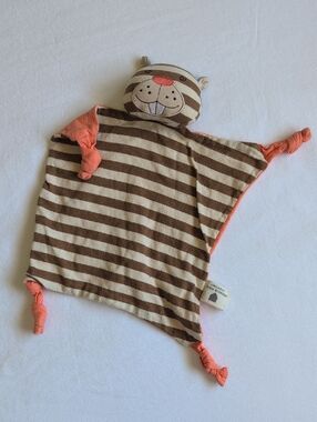 organic farm buddies baby beaver rattle lovey striped cotton 0m+ infant toy
